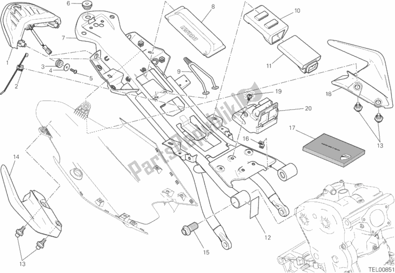 Todas as partes de Quadro Traseiro Comp. Do Ducati Monster 821 Stripes 2016